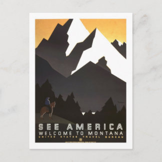 Vintage Travel Poster,Montana Postcard