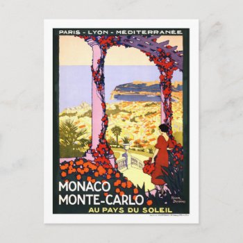 Vintage Travel Poster Monte-carlo Postcard by ContinentalToursist at Zazzle