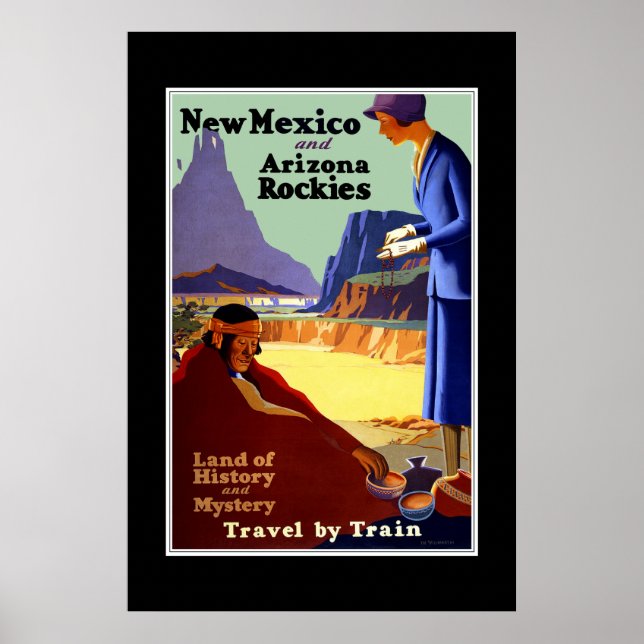 Vintage Travel Poster New Mexico Arizona Rockies (Front)