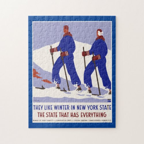 Vintage Travel Poster New York America USA Snow Mo Jigsaw Puzzle