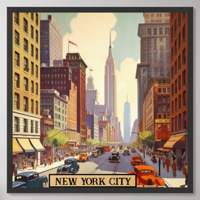 Vintage Travel Poster New York City (Framed Front)
