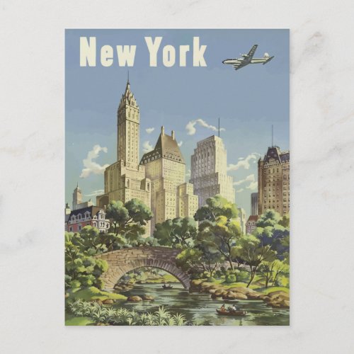 Vintage Travel Poster New York City Central Park Postcard