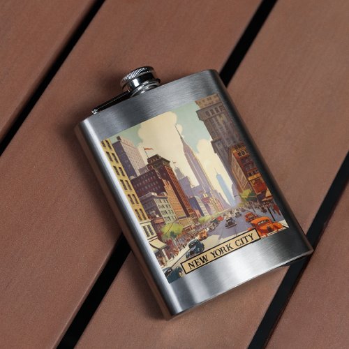 Vintage Travel Poster New York City Flask