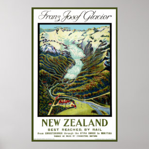 Vintage Travel Poster - New Zealand Glacier