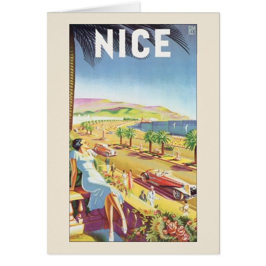 Vintage Travel Poster, Nice, France French Riviera (Front)