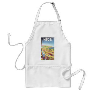 Vintage Travel Poster, Nice, France French Riviera Adult Apron