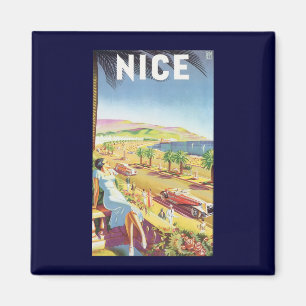 Vintage Travel Poster, Nice, France French Riviera Magnet