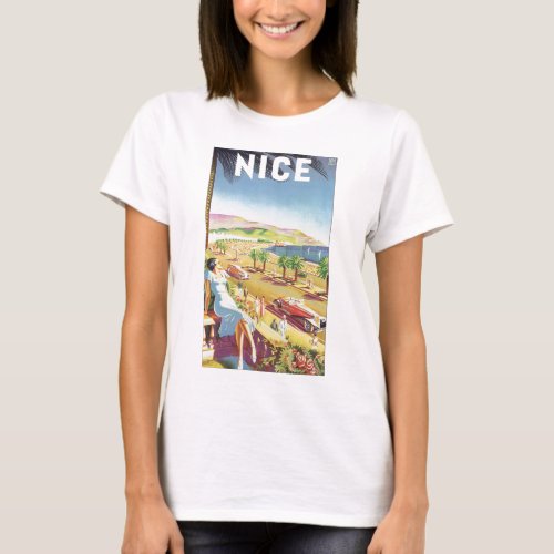 Vintage Travel Poster Nice France French Riviera T_Shirt