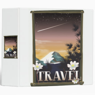 Vintage Travel Poster Night Mountain edition 3 Ring Binder