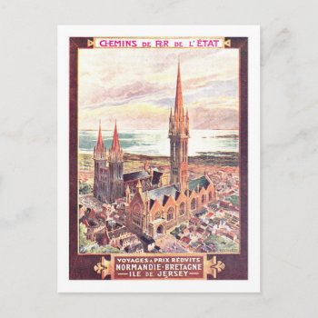 Vintage Travel Poster Normandy Postcard by ContinentalToursist at Zazzle