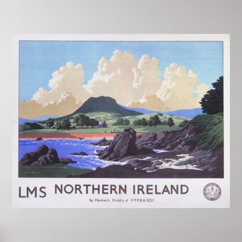 Vintage Travel Poster Northern Ireland Coastline