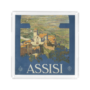 Vintage Travel Poster Of Assisi, Italy Acrylic Tray