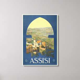 Vintage Travel Poster Of Assisi, Italy Canvas Print