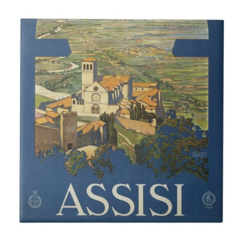 Vintage Travel Poster Of Assisi Italy Ceramic Tile