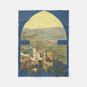 Vintage Travel Poster Of Assisi, Italy Fleece Blanket