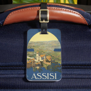 Vintage Travel Poster Of Assisi, Italy Luggage Tag