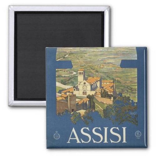 Vintage Travel Poster Of Assisi Italy Magnet