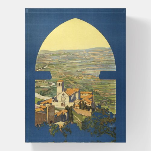 Vintage Travel Poster Of Assisi Italy Paperweight