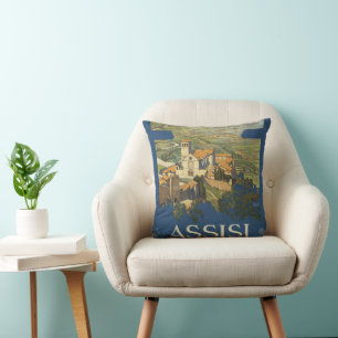 Vintage Travel Poster Of Assisi, Italy Throw Pillow