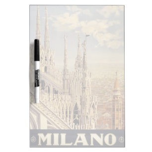 Vintage Travel Poster Of Cathedral In Milan, Italy Dry Erase Board