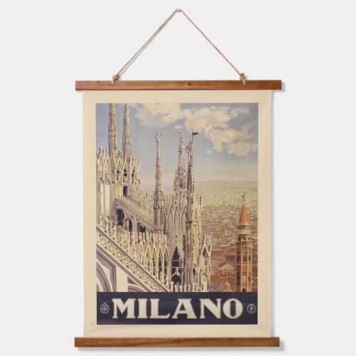 Vintage Travel Poster Of Cathedral In Milan Italy Hanging Tapestry