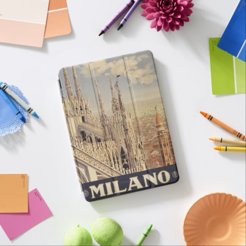 Vintage Travel Poster Of Cathedral In Milan Italy iPad Air Cover