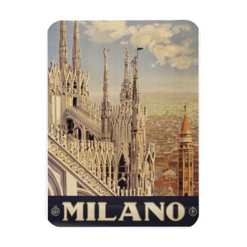 Vintage Travel Poster Of Cathedral In Milan Italy Magnet