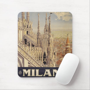 Vintage Travel Poster Of Cathedral In Milan, Italy Mouse Pad