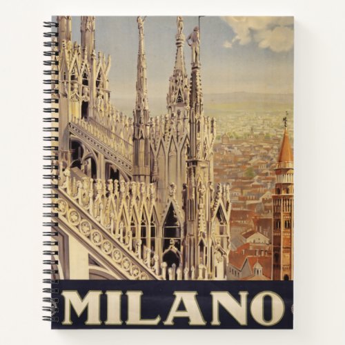 Vintage Travel Poster Of Cathedral In Milan Italy Notebook
