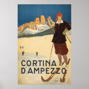 Vintage Travel Poster Of Cortina D'ampezzo, Italy