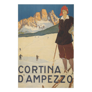 Vintage Travel Poster Of Cortina D'ampezzo, Italy Faux Canvas Print