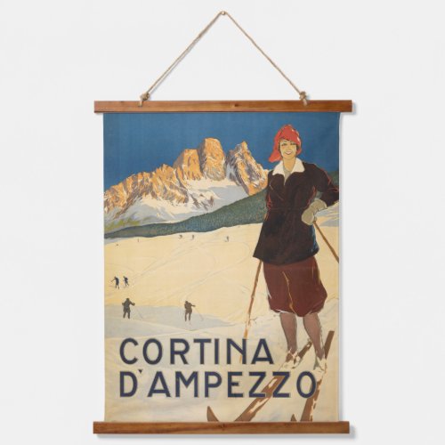 Vintage Travel Poster Of Cortina Dampezzo Italy Hanging Tapestry