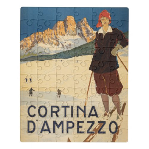 Vintage Travel Poster Of Cortina Dampezzo Italy Jigsaw Puzzle