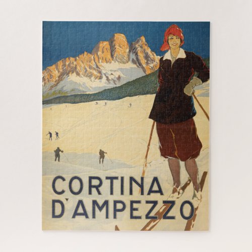 Vintage Travel Poster Of Cortina Dampezzo Italy Jigsaw Puzzle