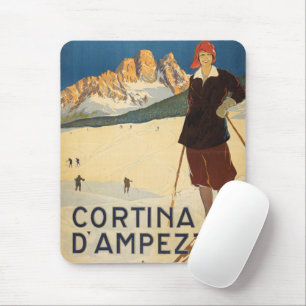 Vintage Travel Poster Of Cortina D'ampezzo, Italy Mouse Pad