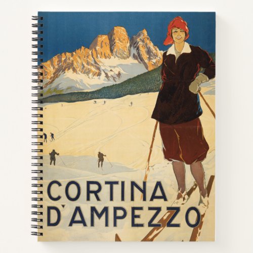 Vintage Travel Poster Of Cortina Dampezzo Italy Notebook