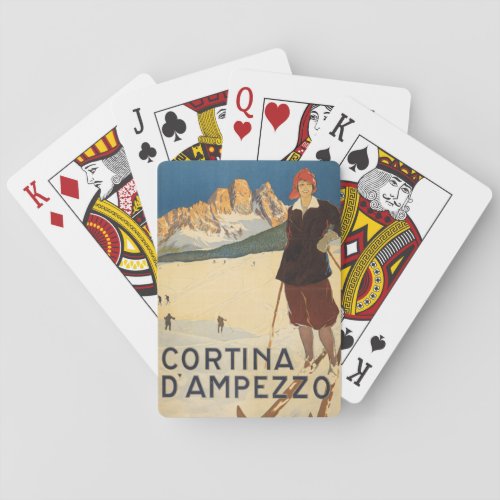 Vintage Travel Poster Of Cortina Dampezzo Italy Playing Cards