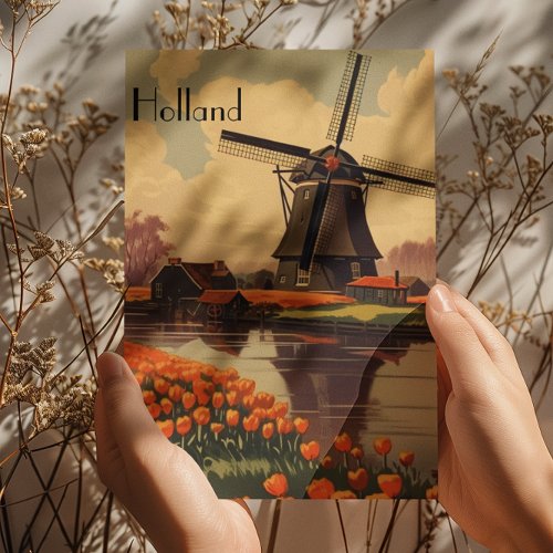 Vintage Travel Poster of Holland Postcard