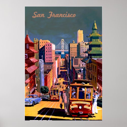 Vintage Travel Poster of San Francisco Cable Car