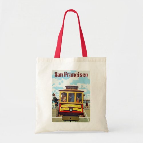 Vintage Travel Poster of San Francisco Cable Car Tote Bag