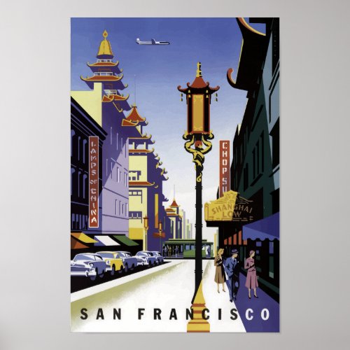 Vintage Travel Poster of San Francisco Chinatown