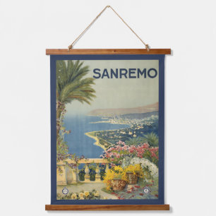 Vintage Travel Poster Of San Remo From A Terrace Hanging Tapestry
