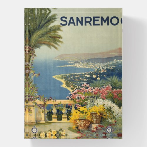 Vintage Travel Poster Of San Remo From A Terrace Paperweight