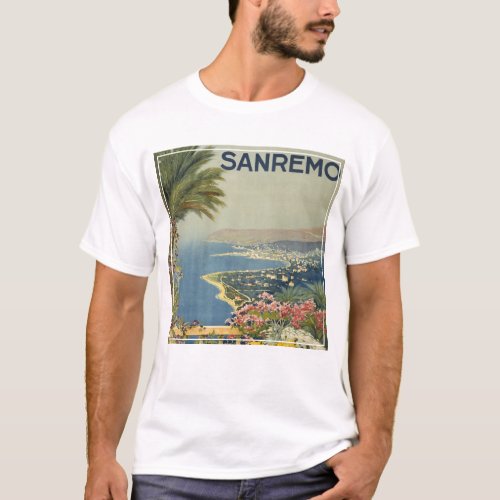 Vintage Travel Poster Of San Remo From A Terrace T_Shirt