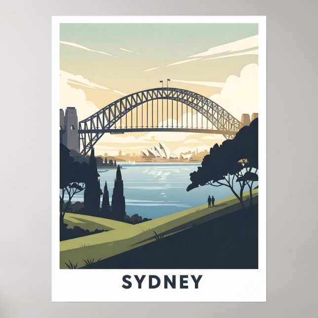 Vintage travel poster of Sydney harbor (Front)