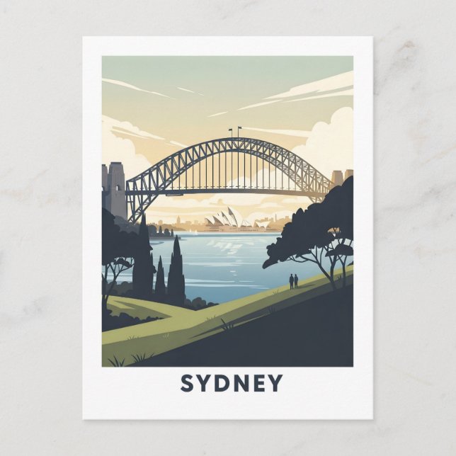 Vintage travel poster of Sydney harbor Postcard (Front)
