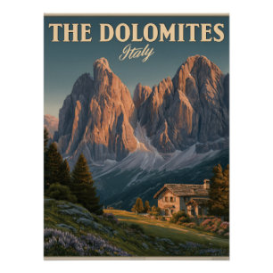 Vintage Travel Poster of the Dolomites in Italy 