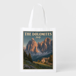 Vintage Travel Poster of the Dolomites in Italy Grocery Bag