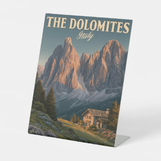 Vintage Travel Poster of the Dolomites in Italy Pedestal Sign