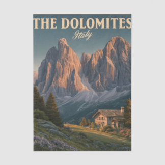 Vintage Travel Poster of the Dolomites in Italy Tissue Paper